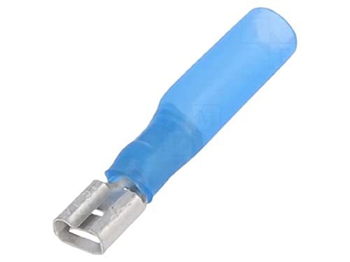 Steckverbinder Flachsteckhülsen blau 6,3x0,8mm für Leitung 1,5-2,5mm² 10 Stück in Schrumpfschlauch-Isolation von OEM