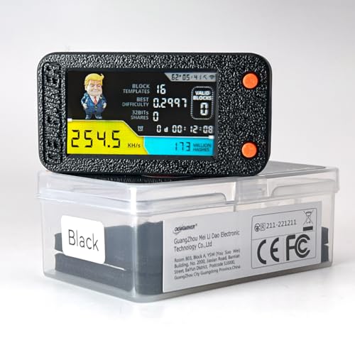 NerdMiner V2 Pro 250KH/s T-Display S3 Bitcoin Solo Lotterie Miner - Geringer Stromverbrauch, WLAN, USB-C - Trump Edition, 3.125 BTC Gewinnpotenzial - Ideal für Home Mining (Schwarz) von OEMGMINER
