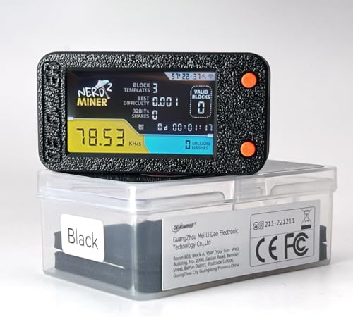 NerdMiner V2 Pro 78KH/s – T-Display S3 Bitcoin Solo Miner, 3.125 BTC Gewinn, geringerer Stromverbrauch, WiFi-Verbindung, USB-C Power – Effizientes Mining (NerdMiner V2 Pro-Black) von OEMGMINER