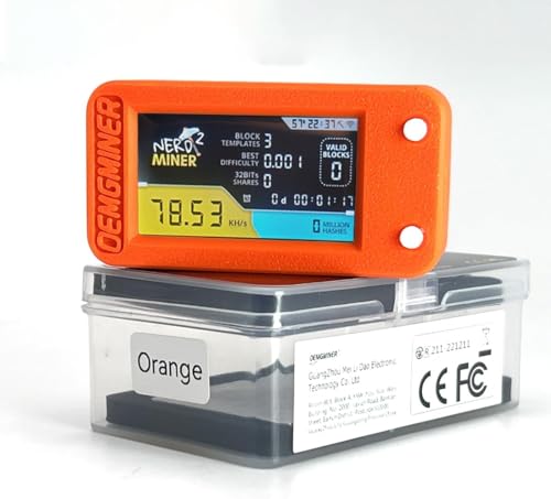 NerdMiner V2 Pro 78KH/s – T-Display S3 Bitcoin Solo Miner, 3.125 BTC Gewinn, geringerer Stromverbrauch, WiFi-Verbindung, USB-C Power – Effizientes Mining (NerdMiner V2 Pro-Orange) von OEMGMINER