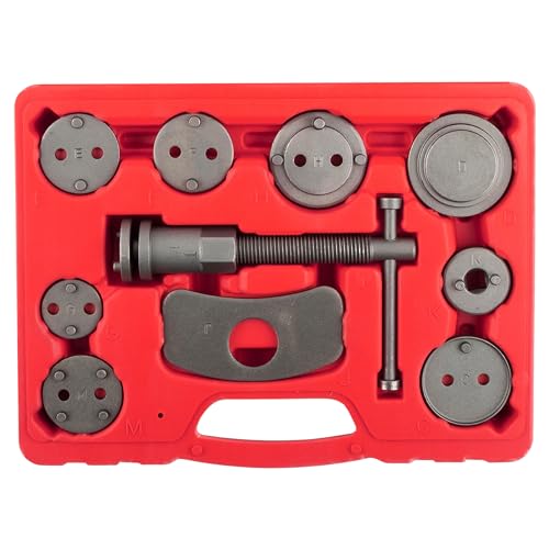OEMTOOLS 27111 Scheibenbremswerkzeugsatz, Bremskolbenwerkzeug vorne und hinten, 11 Adapter im Lieferumfang enthalten, für die Verwendung mit den meisten Autos, Kräfte oder dreht Kolben zu Bremssatteln von OEMTOOLS