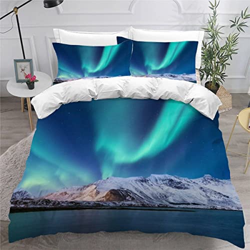 Bettwäsche 135x200 Polarlicht 3D Bettwäsche Set 3teilig für Kinder Jungen Mädchen Natürliche Landschaft 100% Mikrofaser Weich Teenager Bettbezug mit Reißverschluss und 2 Kissenbezüge 80x80 Sommer Bettwäsche 135x200 Polarlicht 3D Bettwäsche Set 3teilig für Kinder Jungen Mädchen Natürliche Landschaft 100% Mikrofaser Weich Teenager Bettbezug mit Reißverschluss und 2 Kissenbezüge 80x80 Sommer von OENISE