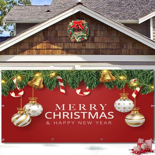 OERJU Garagentor-Banner für Weihnachten, Garagentorabdeckung, Weihnachts-Kugelglocken, hängender Hintergrund für Winterurlaub, Weihnachten, Silvester, Partyzubehör, Innen- und Außenbereich OERJU Garagentor-Banner für Weihnachten, Garagentorabdeckung, Weihnachts-Kugelglocken, hängender Hintergrund für Winterurlaub, Weihnachten, Silvester, Partyzubehör, Innen- und Außenbereich von OERJU