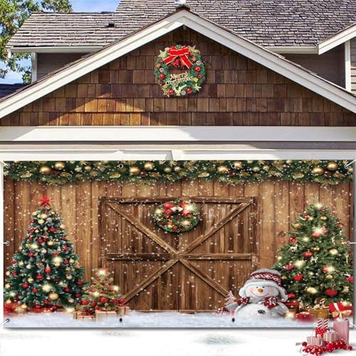 OERJU Weihnachten Garagentor Banner Abdeckung Wandbild Weihnachten Rustikale Scheune Holz Tür Garage Hintergrund Weihnachtsbaum Schneemann Schnee Wand Hintergrund für Weihnachten Silvester Familie OERJU Weihnachten Garagentor Banner Abdeckung Wandbild Weihnachten Rustikale Scheune Holz Tür Garage Hintergrund Weihnachtsbaum Schneemann Schnee Wand Hintergrund für Weihnachten Silvester Familie von OERJU