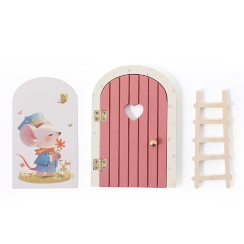 OESSUF Wichteltür Set mit Leiter, Holz Öffnungsbar Wichteltür Zubehör Wichtel Set,Miniatur Feentür Märchentür Kinderzimmer Dekoration für Weihnachten, DIY Handgefertigt Geschenk für Kinder Rosa OESSUF Wichteltür Set mit Leiter, Holz Öffnungsbar Wichteltür Zubehör Wichtel Set,Miniatur Feentür Märchentür Kinderzimmer Dekoration für Weihnachten, DIY Handgefertigt Geschenk für Kinder Rosa von OESSUF