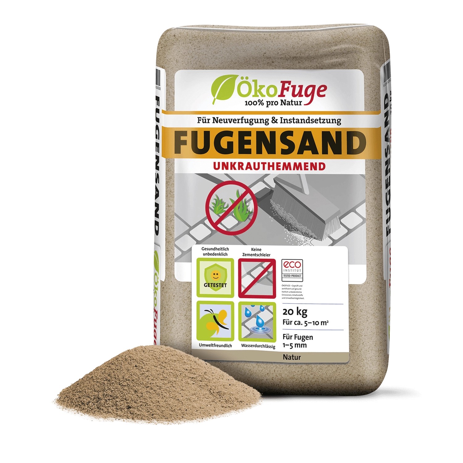 ökofuge Fugensand Natur 20kg x 15 Sack 300kg Palette von ÖkoFuge