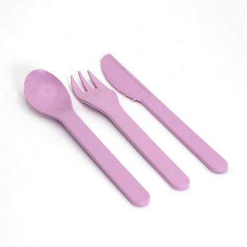 Ökolution Besteck-Set, Kunststoff-Besteck 54-Teilig, je 18 Stück Messer, Gabel, Löffel, langlebig und stabil, Pink, RPET - aus recyceltem Kunststoff von Ökolution