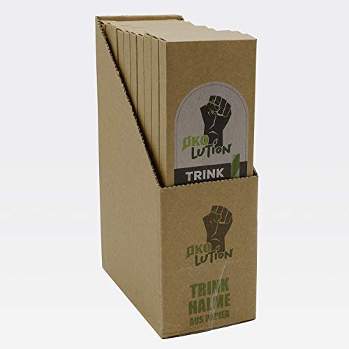 Ökolution Einweg-TRINKHALME aus FSC-Papier, zwei-farbiges Muster in grün und weiß, 10 x 20 Stück, Länge 19 cm, für den Grillabend oder Kindergeburtstag, FSC-Papier, nachhaltige Verpackung von Ökolution
