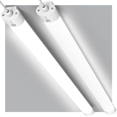 2er Led Röhre 120cm, Feuchtraumleuchte LED 36W 3600LM, Kellerlampe LED Verknüpfbar Werkstattlampe IP66 Wasserfest, Deckenleuchte Feuchtraum Lampe für Garage Keller Werkstatt Bad Büro, Kaltweiß 5000K von Öuesen