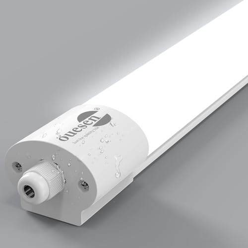 Feuchtraumleuchte LED 150CM, Werkstattlampe 45W 4500LM, Kellerlampe 5000K, Garagenleuchte IP66 Wasserdicht, Werkstatt Deckenleuchte LED Röhre Kellerleuchte für Werkstatt Keller Garage Büro (Kaltweiß) von Öuesen