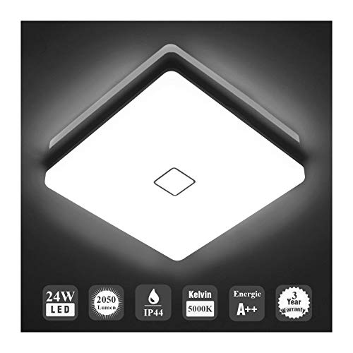 Öuesen Deckenleuchte LED 24W Wasserdichte Lampe Decke Moderne quadratische 2050lm Kühles Weiß 5000K LED Deckenlampe Badezimmer Schlafzimmer Küche Wohnzimmer Korridor Balkon Flur Bad von Öuesen