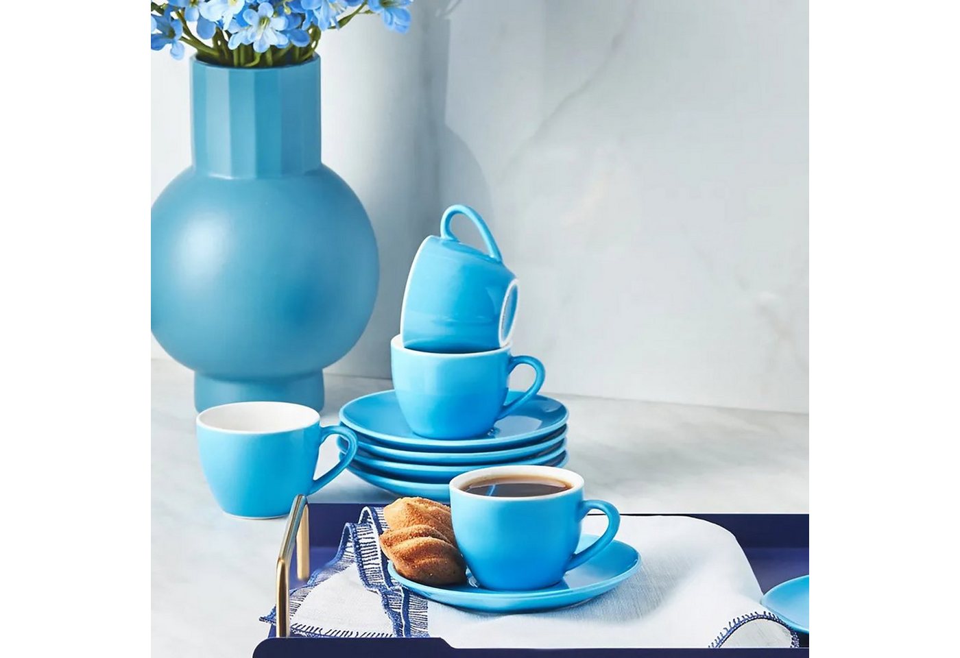 Özberk Espressotasse Espresso-Karaca-Blau, Porzellan, Kaffeetassen-Set für 6 Personen 12-teilig von Özberk