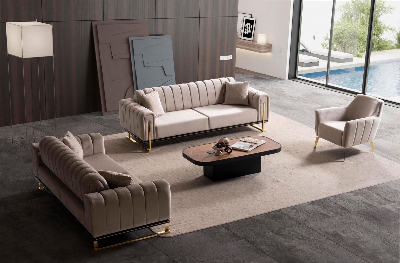 Özberk Sofa Terrasson, Spar-Set 7 Teile, Couchgarnitur im eleganten 3-3-1 Design von Özberk