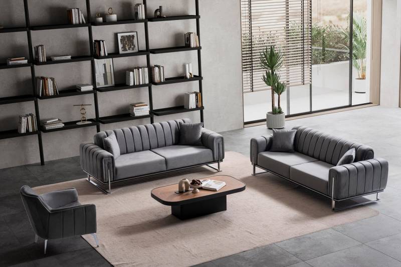 Özberk Sofa Terrasson, Spar-Set 7 Teile, Wohnlandschaft Sofa Couch Garnitur, Polstergarnitur 3+3+1 von Özberk