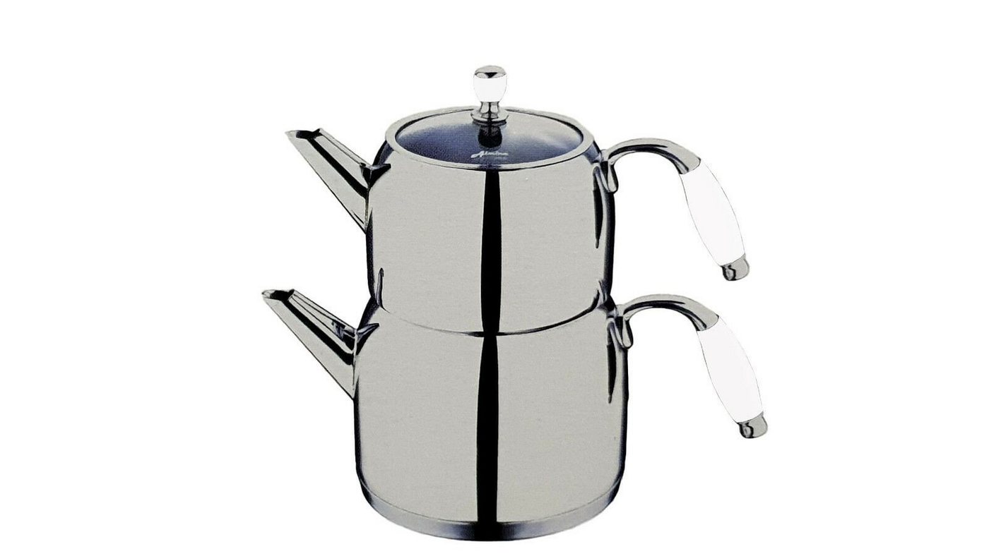 Özberk Teekanne A-308-Weiss, (Packung, 2 teilig), Praktische Teekanne: 2-teiliges Set für einfaches Teekochen von Özberk