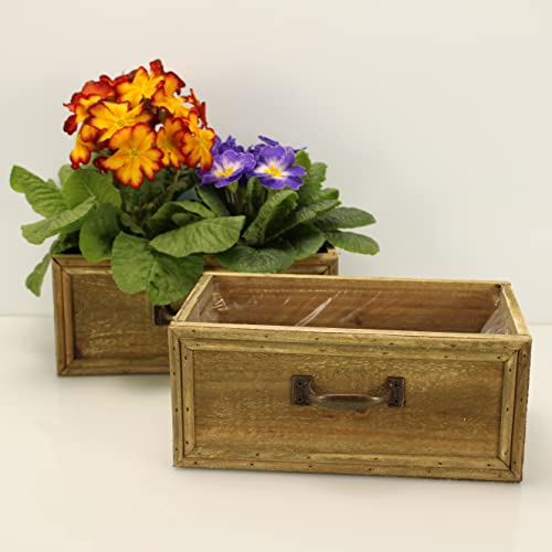 OF 2 Blumentöpfe Schubladen im Vintage Stil - Kräutertopf, Blumentopf, Blumenkasten zum Bepflanzen (Natur P61) von OF