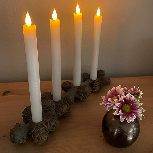 Kerzenhalter für Stabkerzen und Tafelkerzen - Kerzenständer Baumstamm, AST mit Tannenzapfen von OF