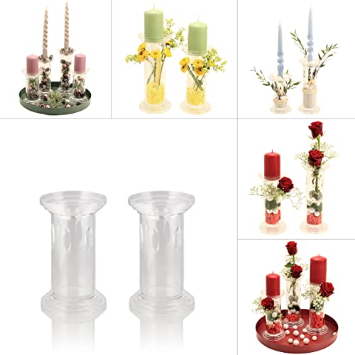 Kerzenständer, Vasen zum selber Dekorieren, Basteln für Blumen, Gestecke und Kerzen - Kerzenhalter Set aus Acryl Glas (2er Set Klein) von OF