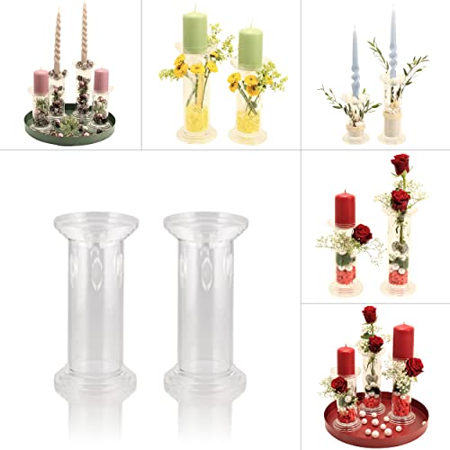 Kerzenständer, Vasen zum selber Dekorieren, Basteln für Blumen, Gestecke und Kerzen - Kerzenhalter Set aus Acryl Glas (2er Set Mittel) von OF