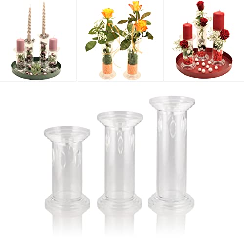 Kerzenständer, Vasen zum selber Dekorieren, Basteln für Blumen, Gestecke und Kerzen - Kerzenhalter Set aus Acryl Glas (3er Set Mix) von OF