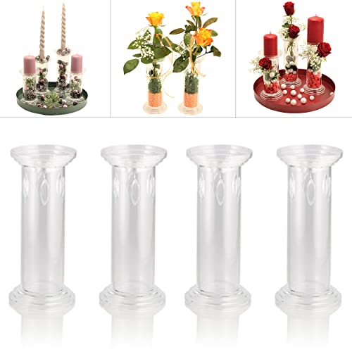 Kerzenständer, Vasen zum selber Dekorieren, Basteln für Blumen, Gestecke und Kerzen - Kerzenhalter Set aus Acryl Glas (4er Set Groß) von OF