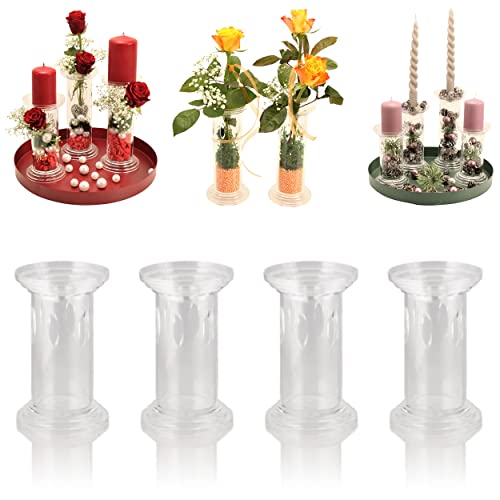 Kerzenständer, Vasen zum selber Dekorieren, Basteln für Blumen, Gestecke und Kerzen - Kerzenhalter Set aus Acryl Glas (4er Set Klein) von OF