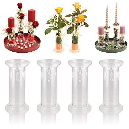 Kerzenständer, Vasen zum selber Dekorieren, Basteln für Blumen, Gestecke und Kerzen - Kerzenhalter Set aus Acryl Glas (4er Set Mittel) von OF