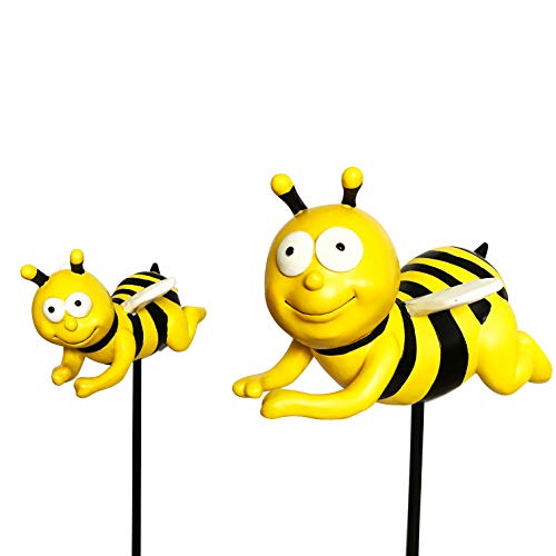 OF 2er Set Gartenstecker süsse Bienen - Beetstecker Biene - Wetterfest von OF