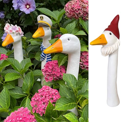 OF Gänsehals Gartenstecker Gans - Höhe 35 bis 38 cm groß - Deko Gartenfiguren für außen (Weihnachtsmann) von OF