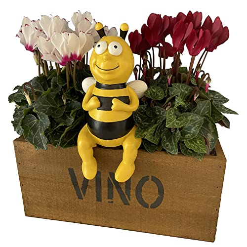 OF Gartenfiguren süsse Bienen Kantenhocker im Blumenbeet - Deko Figuren Tierfiguren Biene (Mittel, 19cm) von OF