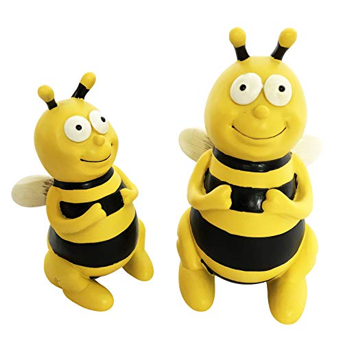 OF Gartenfiguren süsse Bienen im Set - Dekofigur Biene für außen - Wetterfest Gartenfigur (13 & 16 cm im Set) von OF