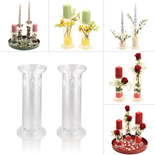 OF Vasen zum selber Dekorieren, Basteln für Blumen, Gestecke und Kerzen-Kerzenhalter Set aus Acryl Glas (2er Groß), Transparent, Wählbar von OF