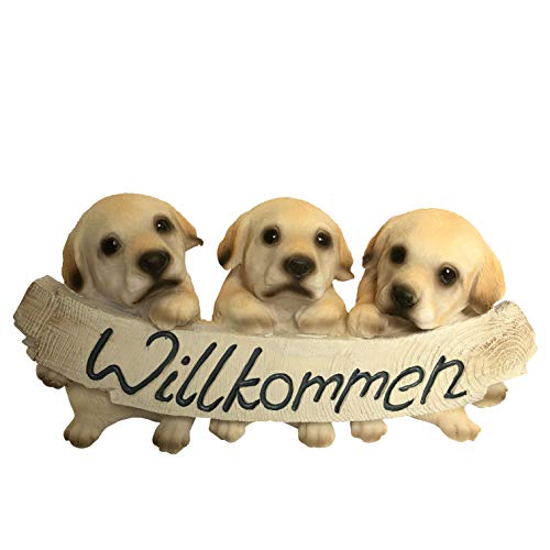 OF Verschiedene Gartenfiguren Willkommen Schild - Deko Figuren Hunde, Katzen, Erdmännchen, Mops, Bulldogge, Labrador (Labrador) von OF