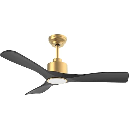 OFANTOP 132cm Moderner Deckenventilator mit Licht und Fernbedienung, Schwarz-Gold High CFM Leiser DC Motor mit 3 Flügeln für Wohnzimmer und Schlafzimmer von OFANTOP