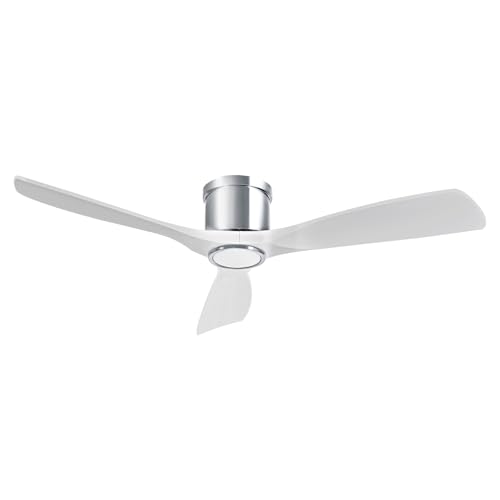 OFANTOP 132CM Niedrigprofil Moderner weißer Deckenventilator mit Licht und Fernbedienung, leiser DC-Motor Kompatibel mit Alexa/Google Home von OFANTOP