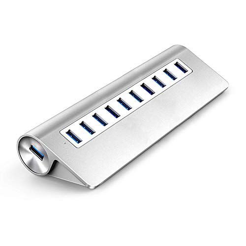 OFAY 3.0 USB-Hub Aluminium USB-Dockingstation Mit 3,3 Fuß USB-Kabel-Hub-Splitter USB 3.0 Hochgeschwindigkeits-Datenübertragung Für MAC PC Linux Laptop,Ten Ports von OFAY