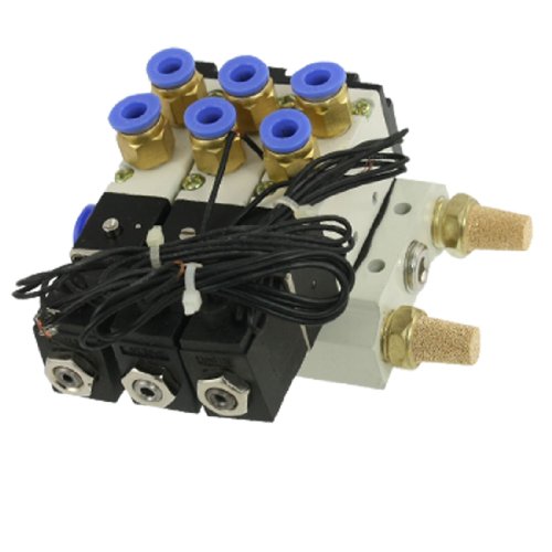 Pneumatisches Dreifach-Magnetventil mit Sockel, 110 V, Wechselstrom, Schalldämpfer Pneumatisches Dreifach-Magnetventil mit Sockel, 110 V, Wechselstrom, Schalldämpfer von OFBMXGKAO