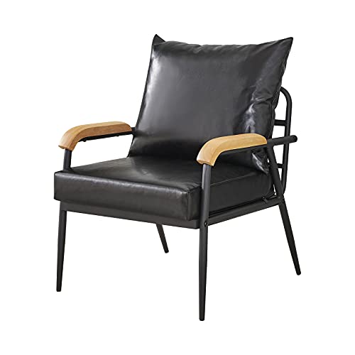 OFCASA 1 Sitzer Sofa Gepolstert Kunstleder Couch mit Metallrahmen und Kissen Sessel für Wohnzimmer Schlafzimmer Büro Garten 50 x 40 x 83 cm, Schwarz von OFCASA