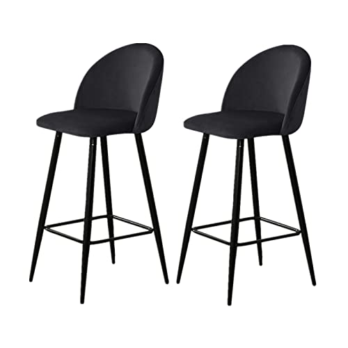 OFCASA 2er Set Barhocker Schwarz Samt Barhocker Con Fußstütze Rückenlehne Gepolsterte Küchenstuhl für Küche Esszimmer Bar 65CM Höhe von OFCASA