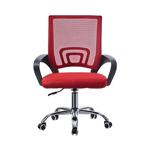OFCASA Bürostuhl mit Armlehnen Gepolstert Drehstuhl mit Rollen Höhenverstellbarer Bürostuhl Rückenstütze Ergonomische Drehstuhl für Büro, Rot von OFCASA
