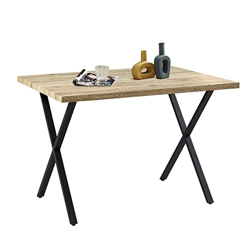 OFCASA Esstisch mit X-förmigen Metallbeinen, industrielles Holz, rechteckig, Heimküchentisch, 4-6 Sitzer, für Esszimmer, Küche, Restaurant, Outdoor, 120 cm von OFCASA