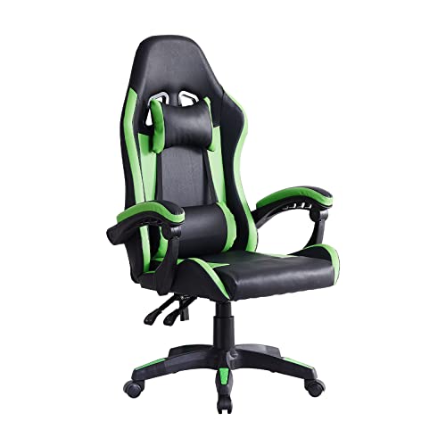 OFCASA Gaming Stuhl Bürostuhl Schreibtischstuhl, Kunstleder Ergonomischer Gaming Sessel mit Verstellbare Lendenkissen, Kopfkissen und Armlehnen, Racing Computerstuhl, Drehsessel, Grün von OFCASA