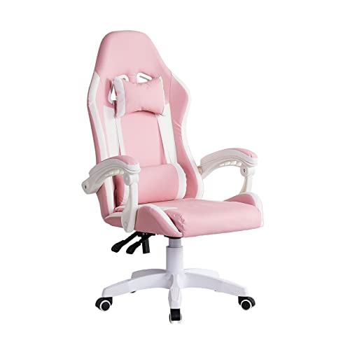 OFCASA Pinker Gaming-Stuhl für Erwachsene, professioneller Renn-Computerstuhl mit Armlehne, Kopfstütze und Lendenkissen, 135 ° Neigungswinkel, verstellbar, PC-Drehstuhl, Gamer-Stuhl für Heimbüro von OFCASA