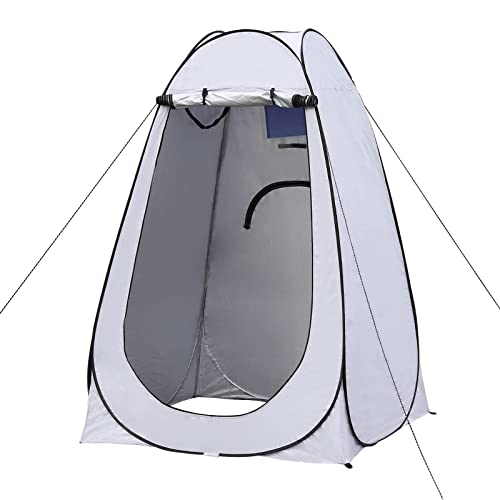 OFCASA Pop-up Dusche Zelt Tragbare Privatsphäre Schutz WC Zelt mit Tragetasche für Outdoor Camping Angeln Strand Dusche Dressing (Weiß/Grau, 150 x 190 cm) von OFCASA