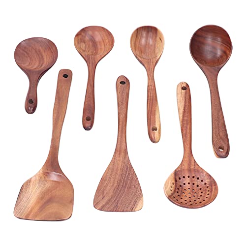 7PCS Wooden Spatula Set, Nonstick Cooking Utensil Set, Wooden Kitchenware with Long Handle for Cooking, for Home Chefs and Kitchen Use 7PCS Wooden Spatula Set, Nonstick Cooking Utensil Set, Wooden Kitchenware with Long Handle for Cooking, for Home Chefs and Kitchen Use von OFFAXE