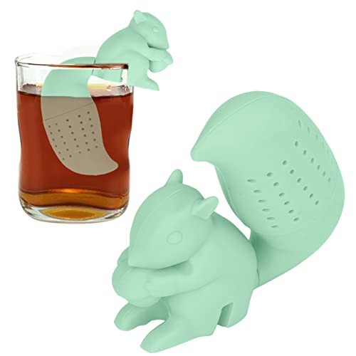 Eichhörnchen Tee-Ei, Erreicht bis zu 250°C,wiederverwendbare Teesieb für losen Tee Lassen(BPA-frei)，Eichhörnchen-Silikon-Tee-Ei,Teezubehör, für Teeliebhaber,Teetrinker(Kaffee) (Green) von OFFAXE