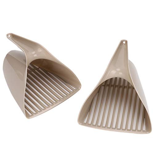 OFFAXE 2Pcs Set Cat Litter Scooper, Plastic Shovel with Handle, Light Brown Cat Toilet Cleaning Tool for Easy Use von OFFAXE