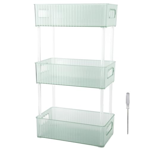 OFFAXE Arbeitsplatten Organizer, Transparenten Die 3 Stufigenstapelt Large Capacity Corner Countertop Shelf mit Die rutschfeste Oberfläche, Aufbewahrungsschrank für Heimtarge (Dunkelgrün) von OFFAXE