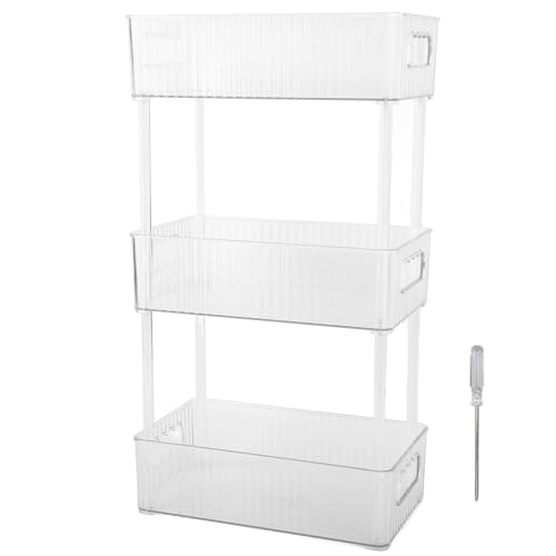 OFFAXE Arbeitsplatten Organizer, Transparenten Die 3 Stufigenstapelt Large Capacity Corner Countertop Shelf mit Die rutschfeste Oberfläche, Aufbewahrungsschrank für Heimtarge (Transparent) von OFFAXE