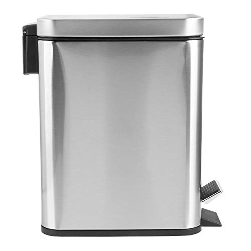 OFFAXE Tretmülleimer 5L, Edelstahl Sanding Dustbin Step Pedal Trash Can Rubbish Garbage Bin Absenkautomatik Badezimmer Mülleimer klein WC Mülleimer Abfallbehälter fürs bad, für Home von OFFAXE